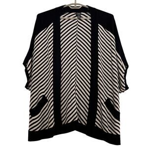 Chico's Travelers Open Cardigan Wrap Metallic Gold and black stripes size 1/Med